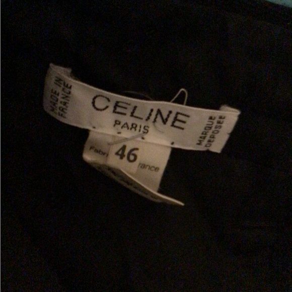CELINE PARIS WOOL SKIRT WITH LEATHER ACCENT SZ 46 # wool - Picture 9 of 11